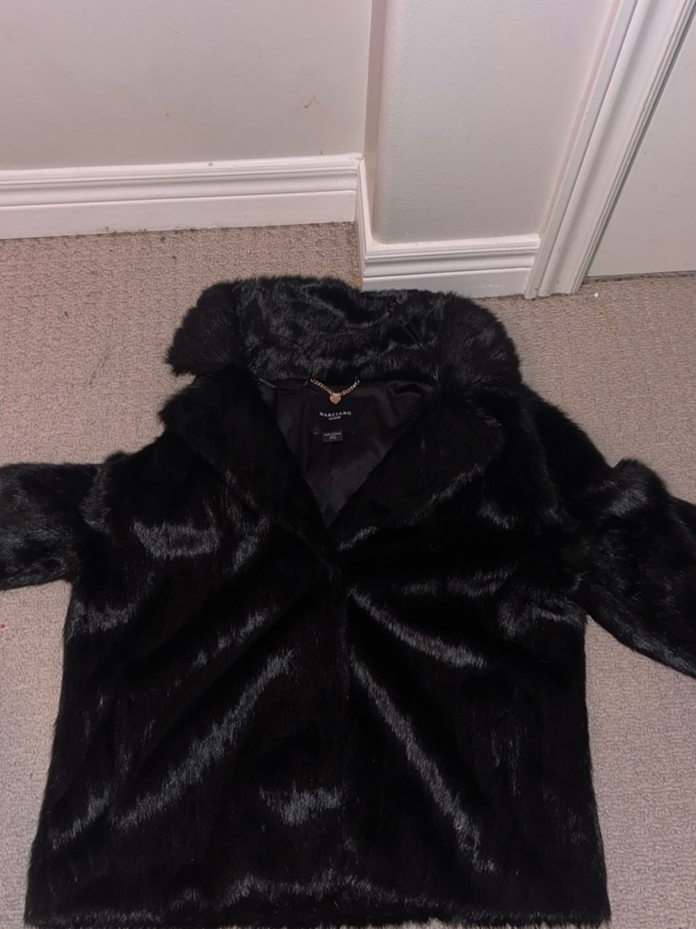 Marciano Black Faux Fur Teddy Jacket